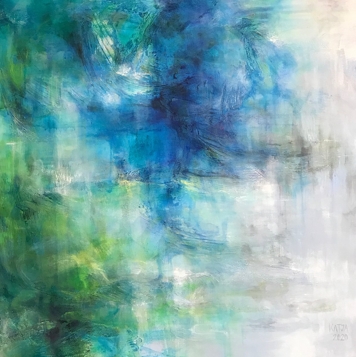 Organic Abstract Painting By Katja Wittmer, 33 X 33", Lush Iii, Original Artwork