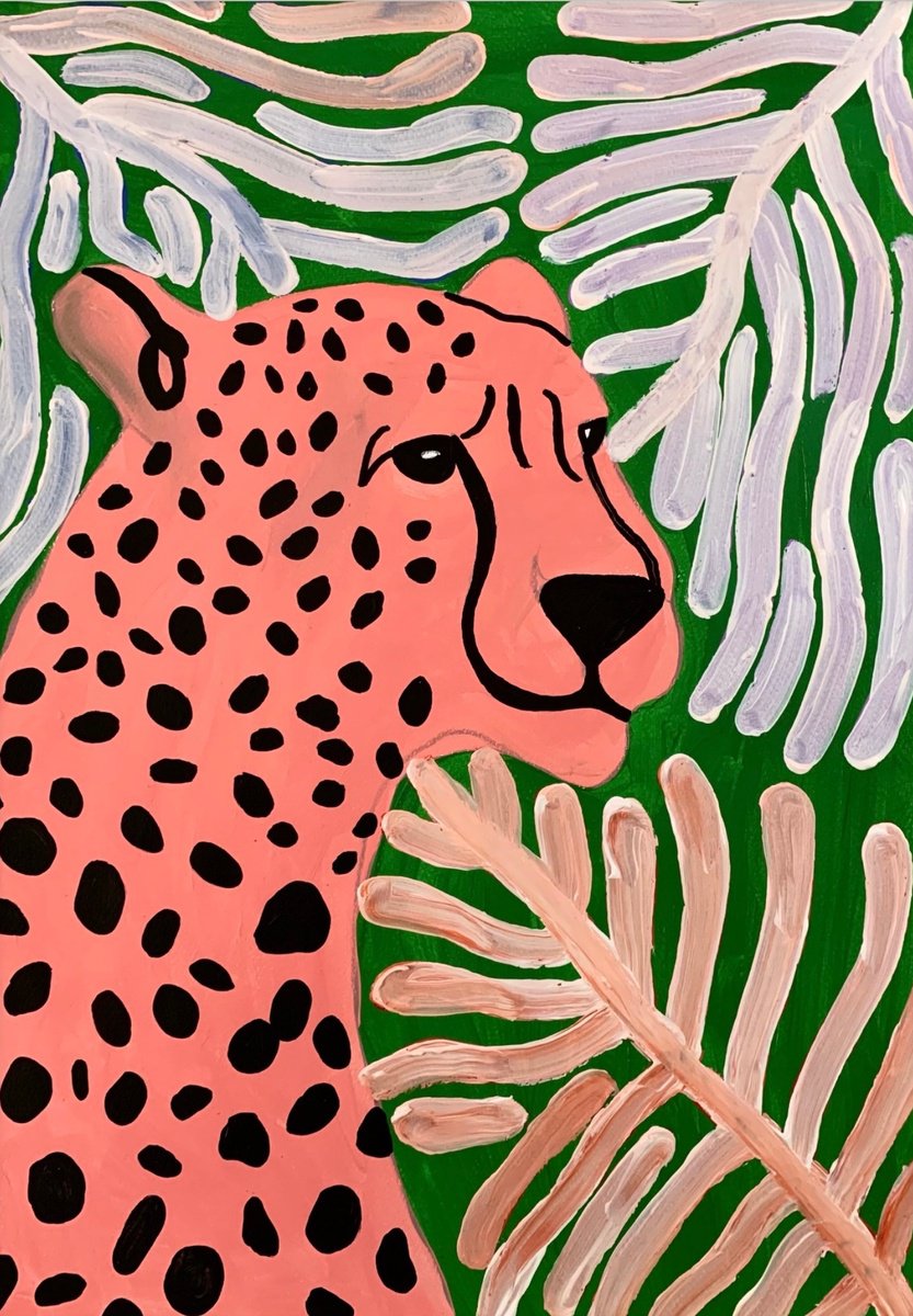 Urban And Pop Animal Acrylic Painting By Aurora Camaiani, 14 X 20, Cheetah, Original Artwork