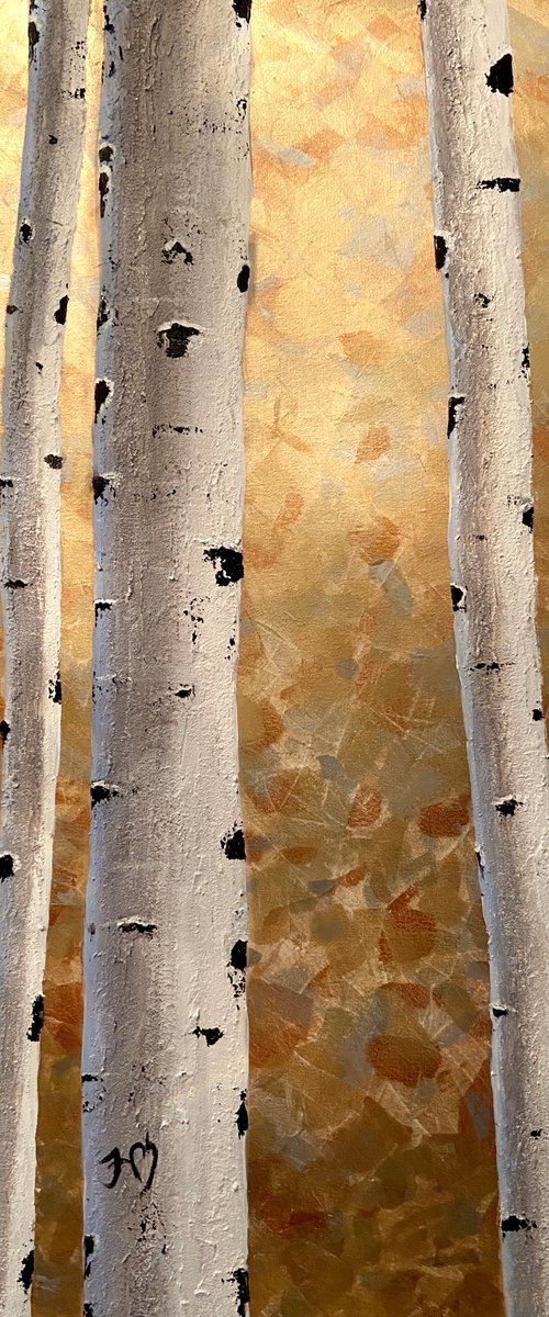 Textured birch trees by Heather Matthews