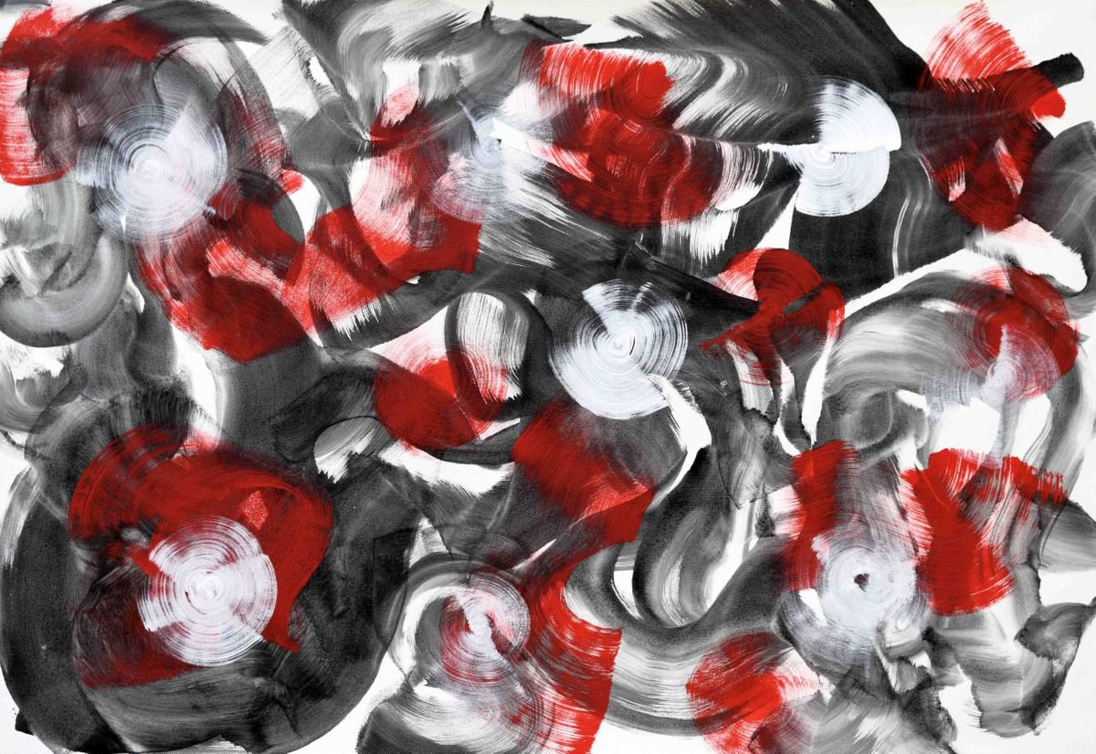 Abstract Acrylic Painting By Sumit Mehndiratta, 44 X 30", Untitled No. 54, Original Artwork