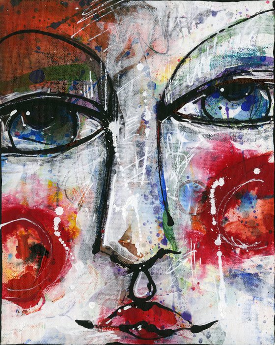 Funky Face Whimsy 6 - Mixed Media Art by Kathy Morton Stanion