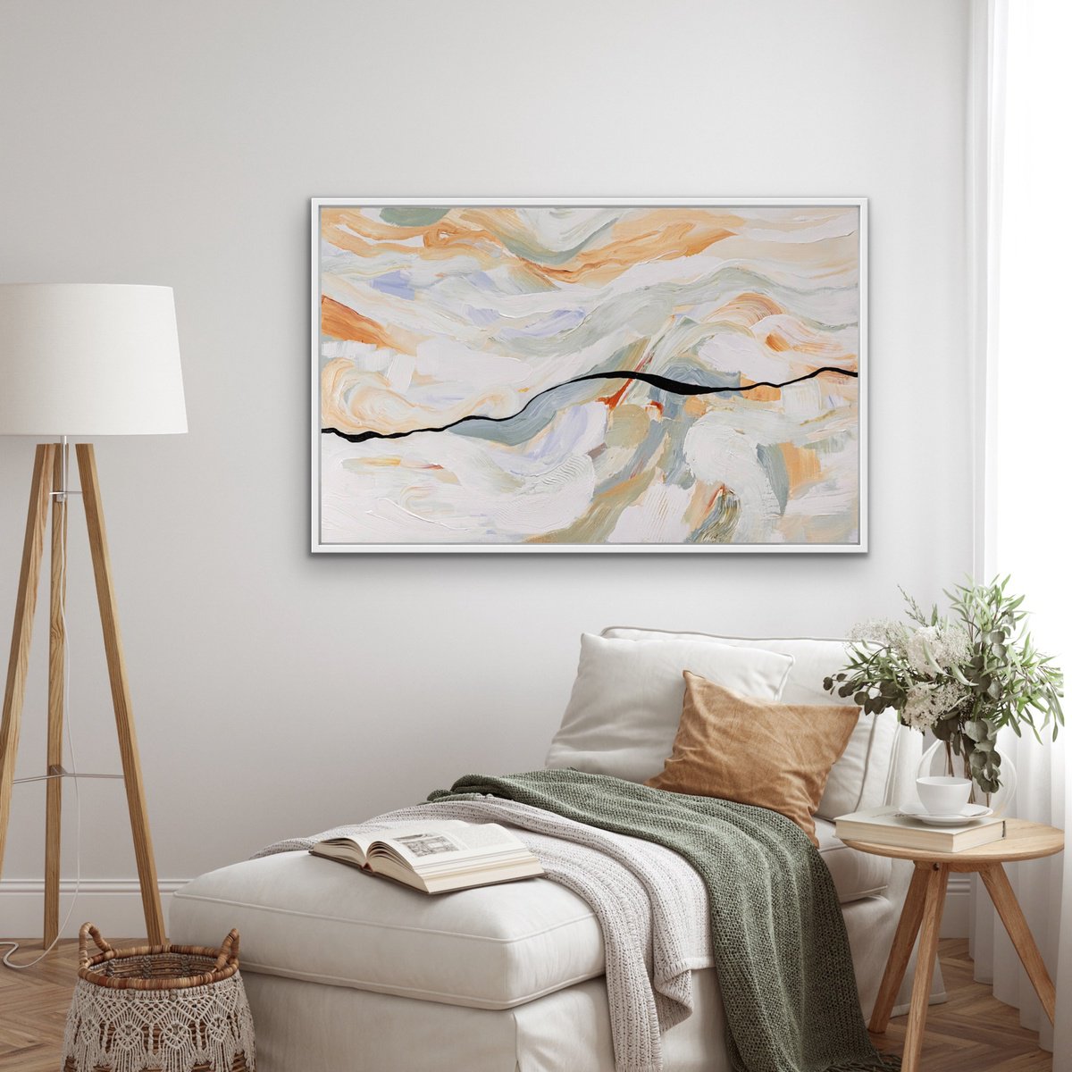 Organic Abstract Acrylic Painting By Chantal Proulx, 48 X 30, Caresse D