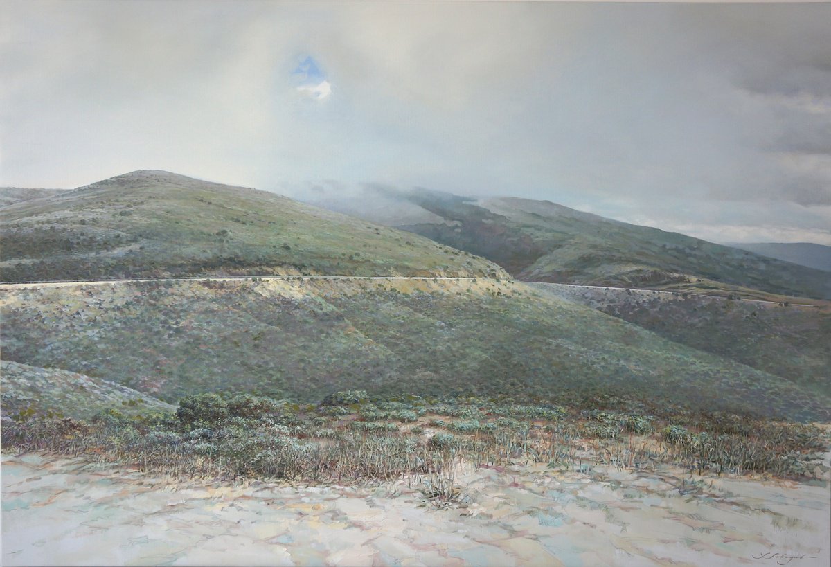 Photorealistic Landscape Oil Painting By Sergej Sologub, 98 X 67", The Way, Original Artwork