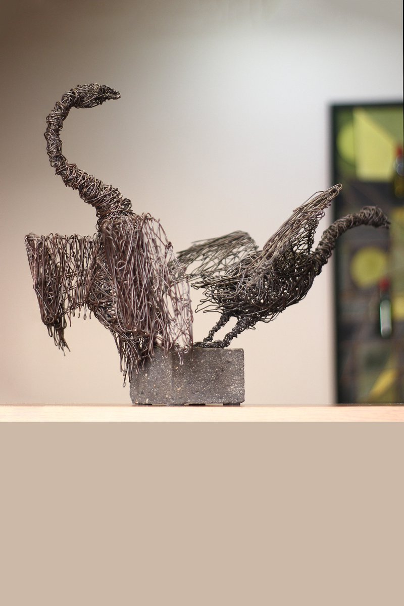 Abstract Animal Sculpture By Karen Axikyan, 23 X 11", Flight Direction, Original Artwork