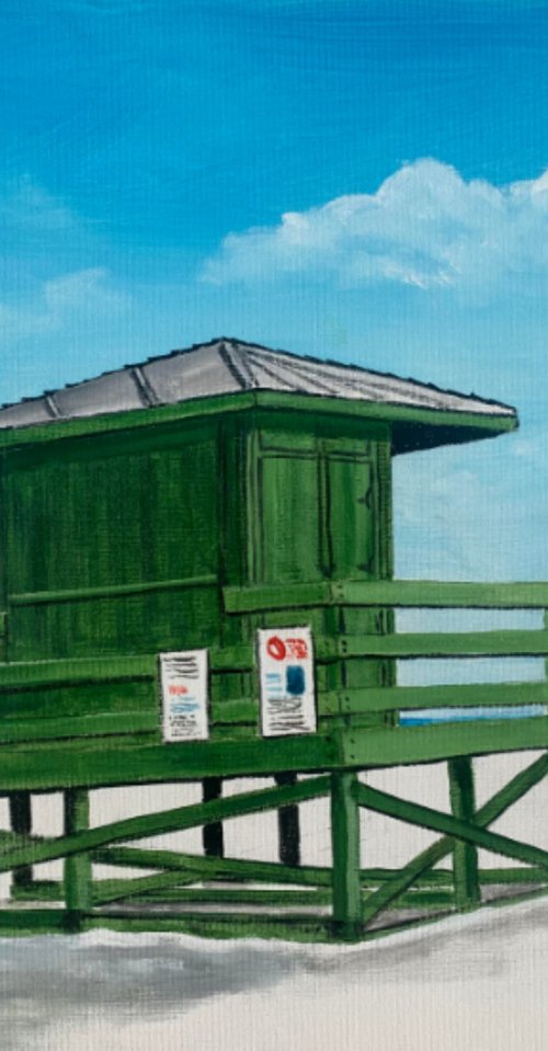 Siesta Key Green Lifeguard Stand by Lloyd Dobson