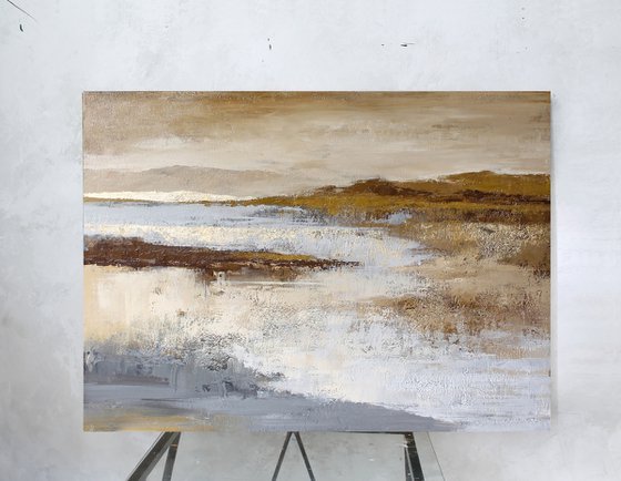 "Calabria 3" Grey cream brown abstract art