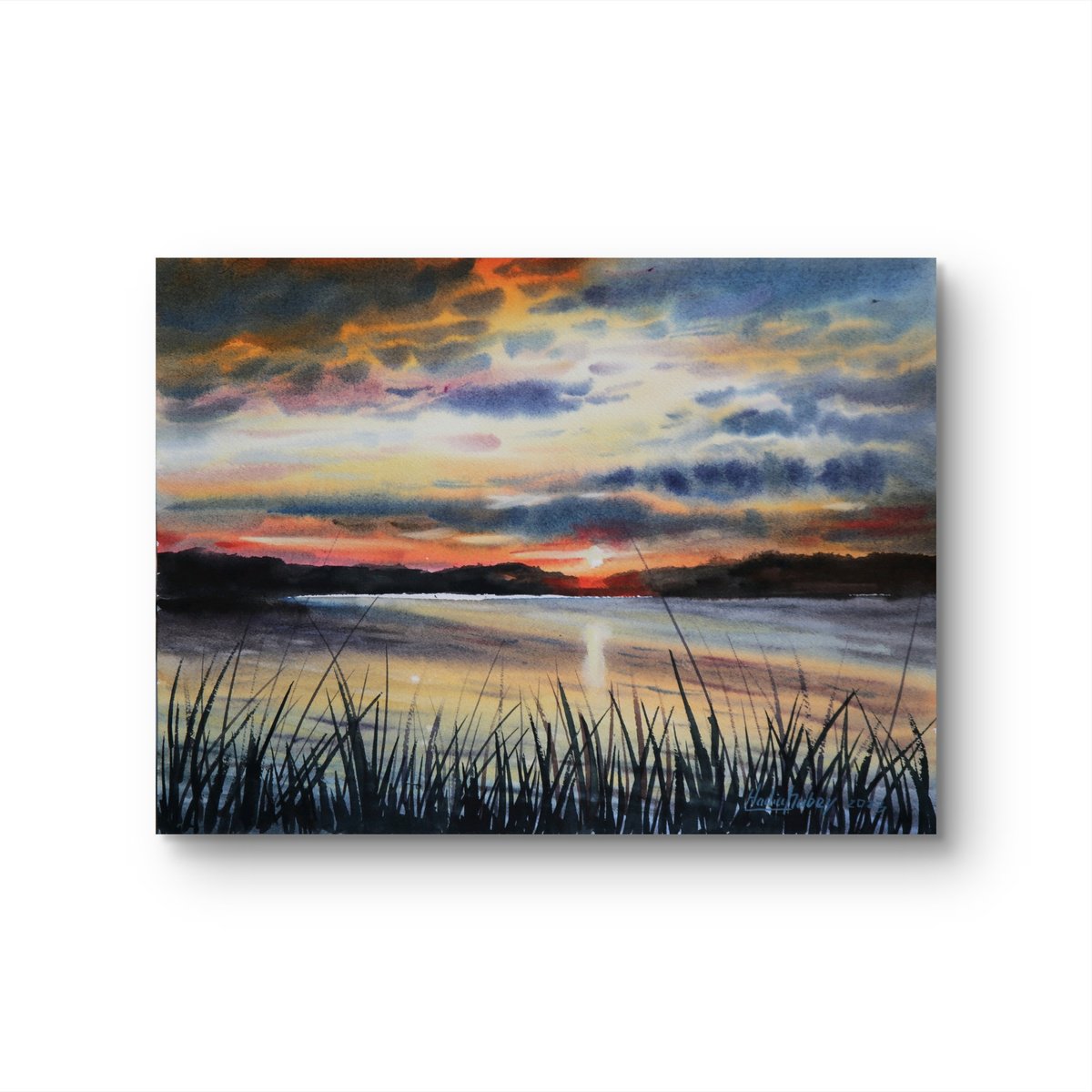 Impressionistic Landscape Watercolour By Nadiia Dubei, 16 X 12", Ukrainian Sunset, Original Artwork