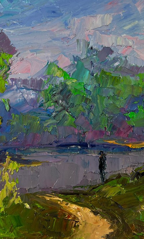 Morning Walk along the River by Boris Serdyuk