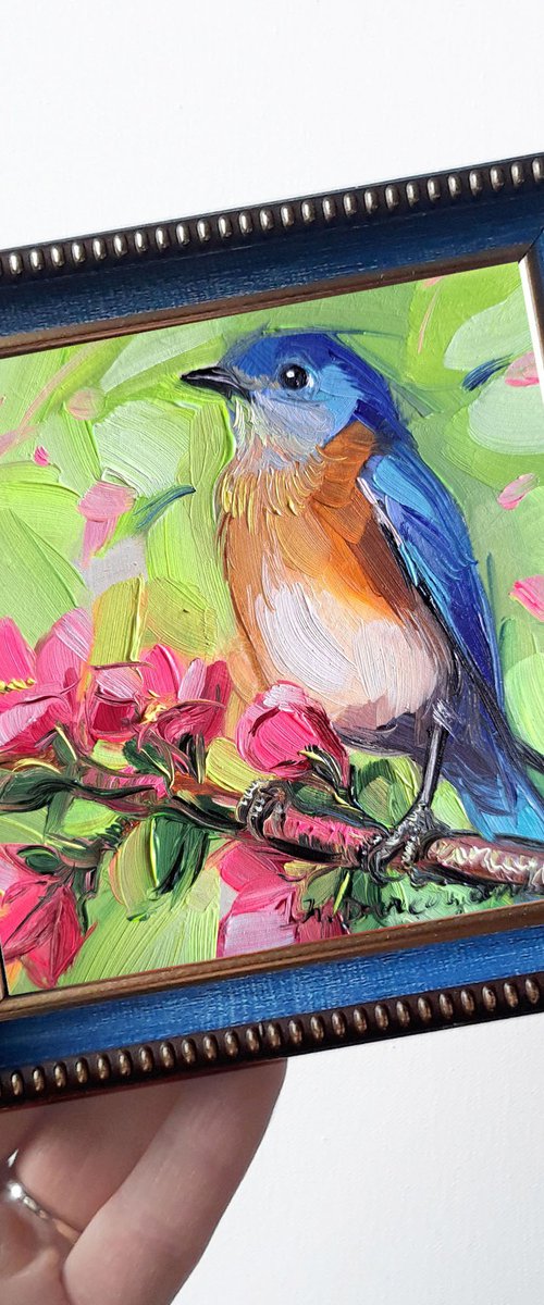 Bluebird painting by Nataly Derevyanko