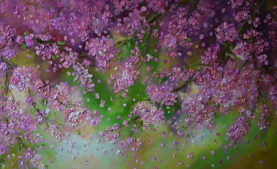 Blossom Shower/ floral landscape painting