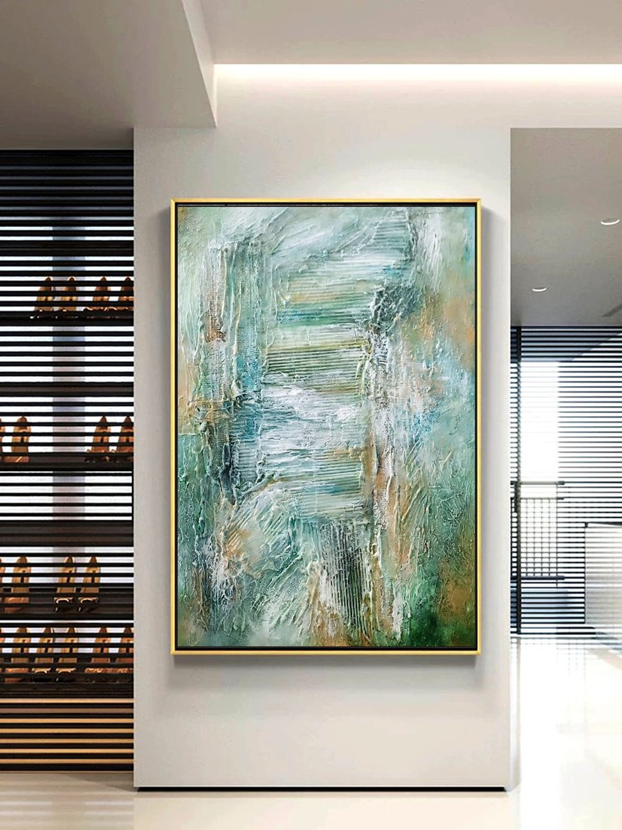 Abstract Acrylic Painting By Alexandra Petropoulou, 28 X 39, The Perfume Of Mint, Original Artwork