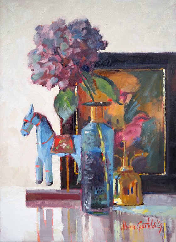 Still life with a blue horse
