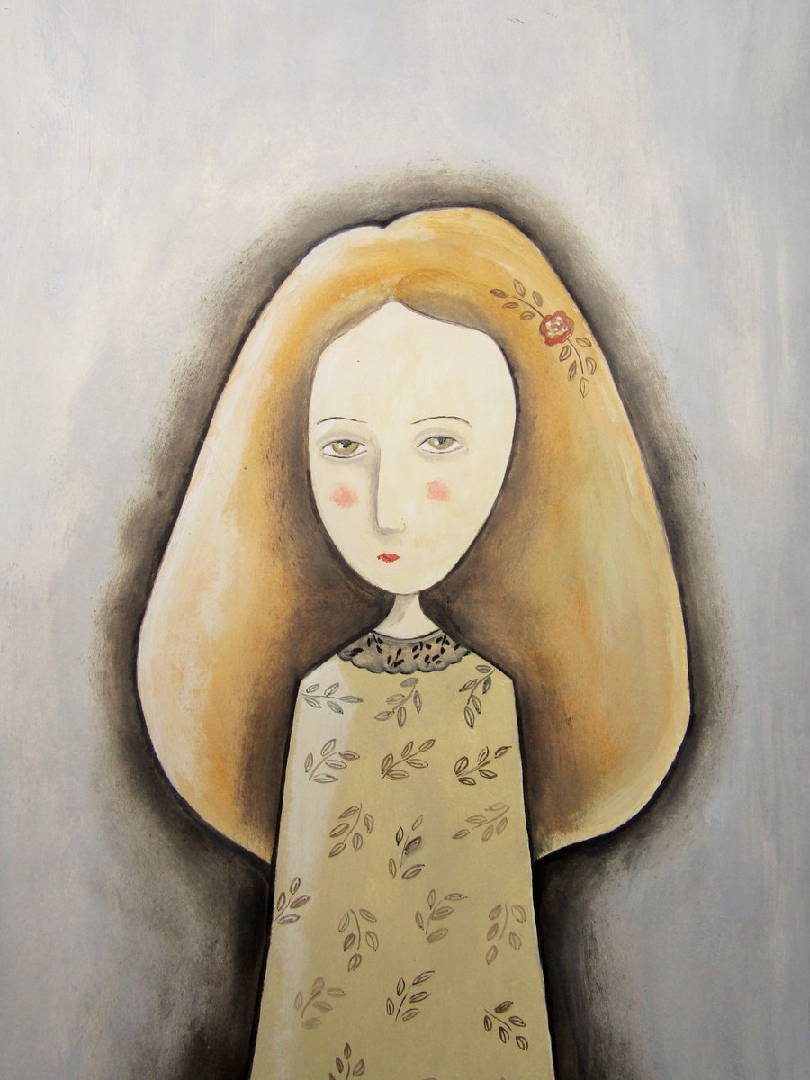 The blond girl - oil on paper by Silvia Beneforti