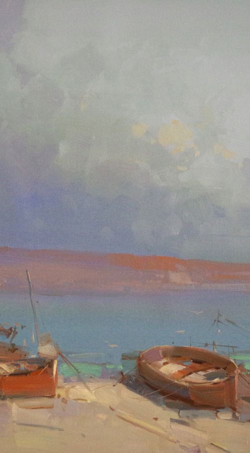 Seashore, Seascape Original oil painting, Handmade artwork, One of a kind Signed with Certificate of Authenticity by Vahe Yeremyan