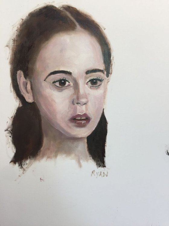 Elisa Study - Portrait of a Girl 16x12 Oil On Paper