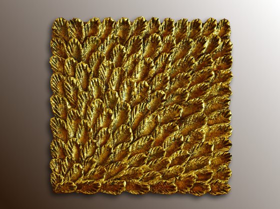 Gold Texture #S5 | Golden Leaf Wall Sculptures Set of 3