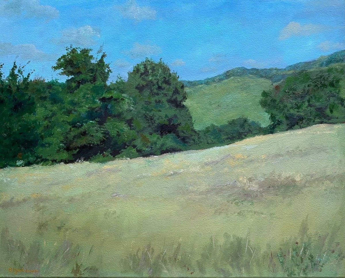 Impressionistic Landscape Oil Painting By Bohdan Vykhrenko, 20 X 16, Wheat Field, Original Artwork