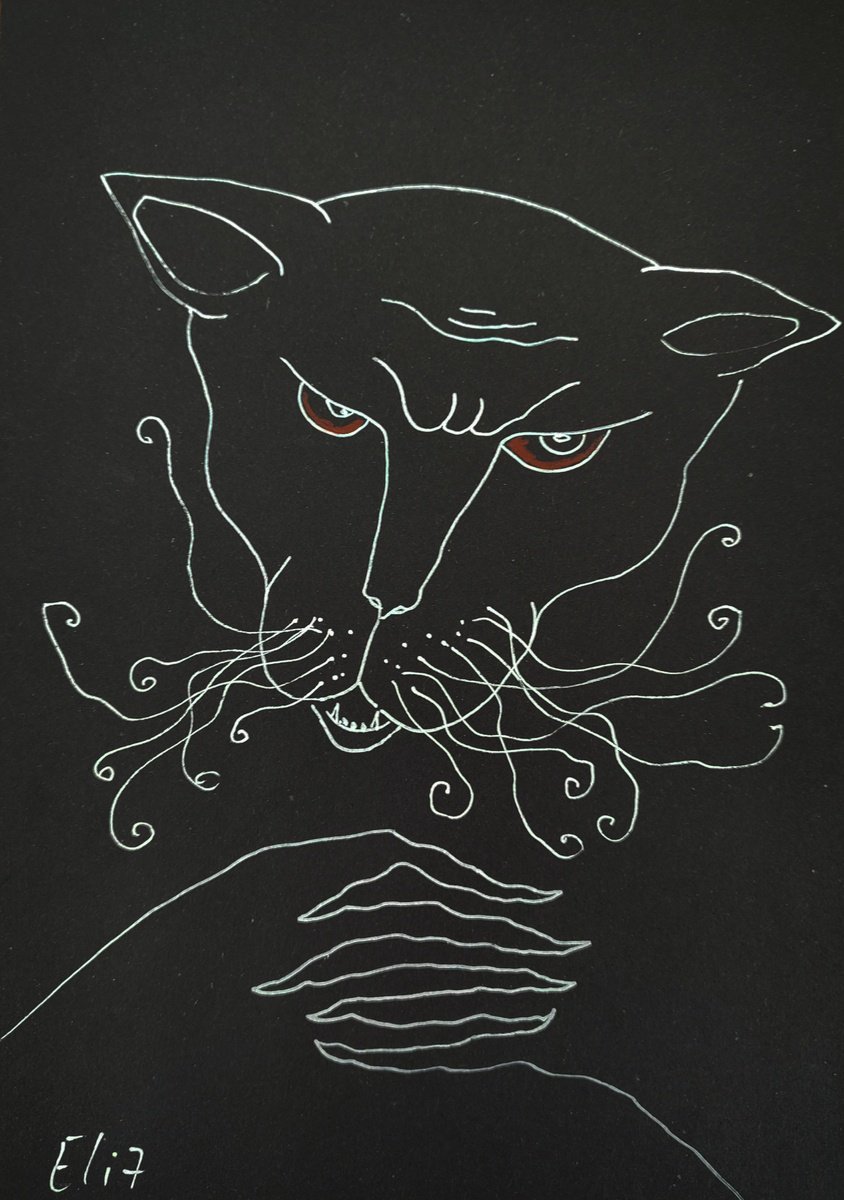 Expressive Animal Drawing By Elisheva Nesis, 9 X 13, Confess!, Original Artwork