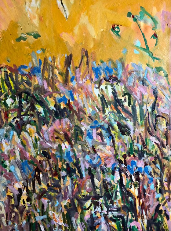Sunset garden. Original abstract painting