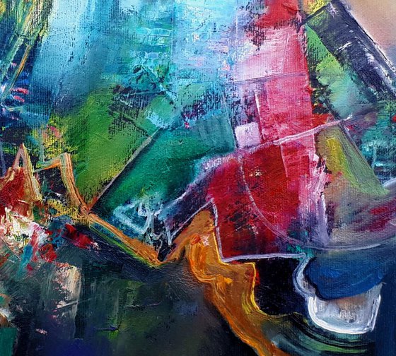 Informal Dream, Multicolored Geometric Art Painting, Orizontal Canvas