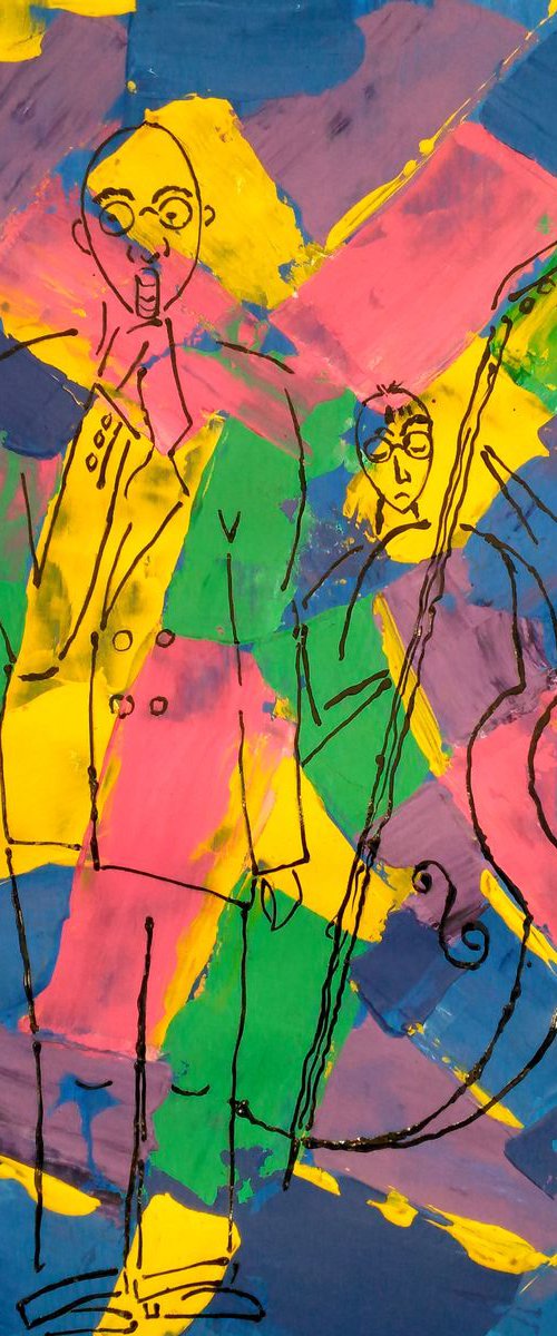 jazz musicians original acrylic painting "Kind old JAZZ" by Halyna Kirichenko