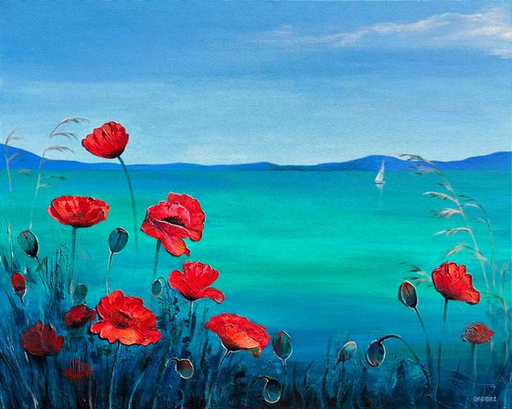 "Poppies by the sea"