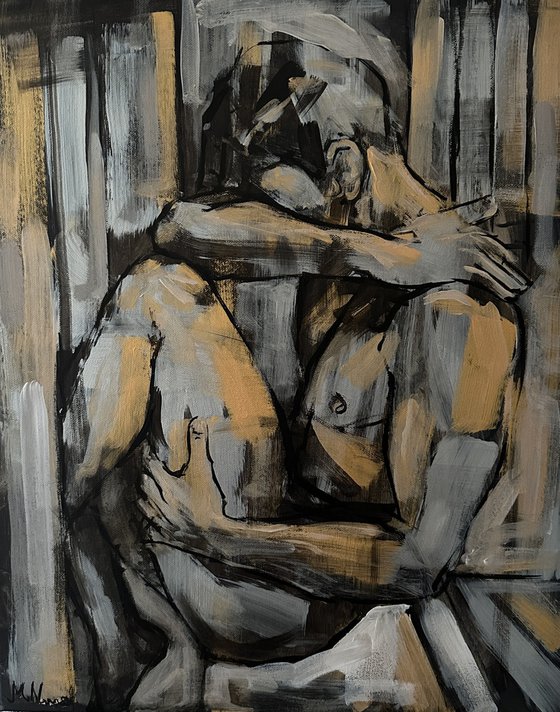 Naked man, nude male painting