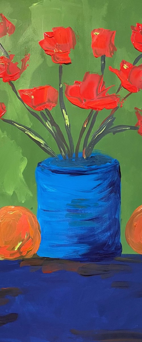 Poppies & 2 Oranges by Shelli Finch