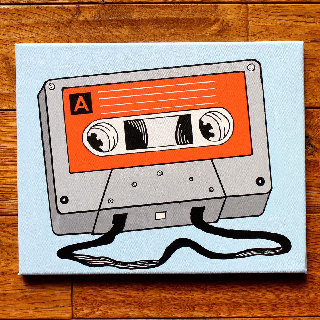 Cassette Tape Retro Pop Art Painting On Canvas Acrylic painting by Ian ...