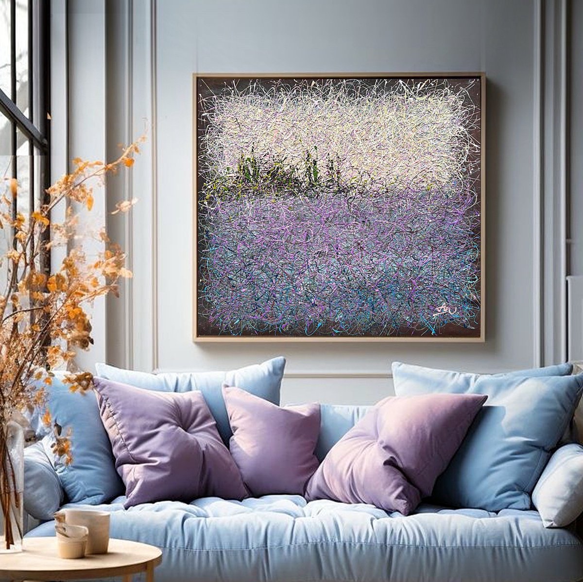 Impressionistic Landscape Acrylic Painting By Nadiia Antoniuk, 39 X 35", The Hushed Pulse Of Summer, Original Artwork