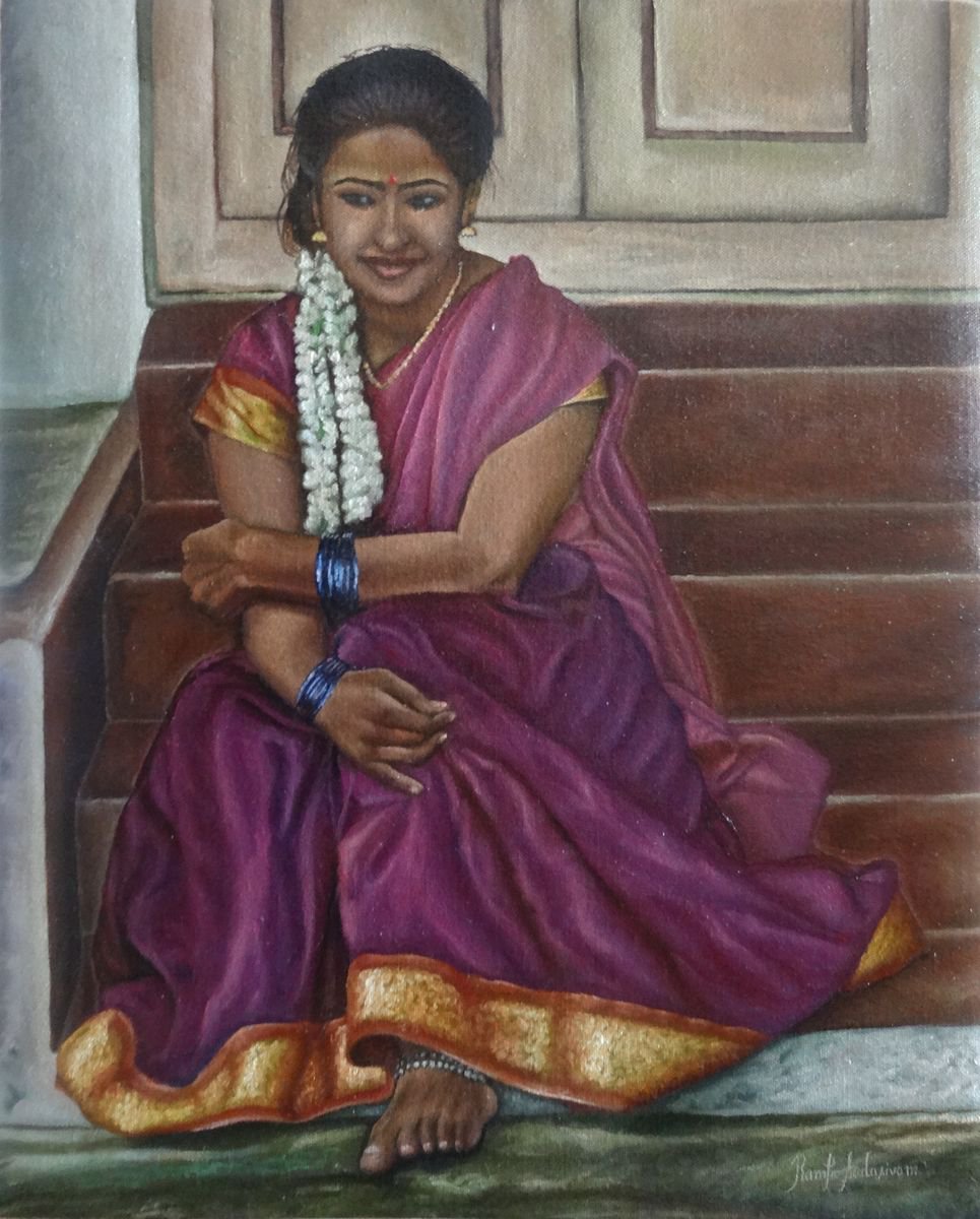 Girl Sitting in the Stairs by Ramya Sadasivam