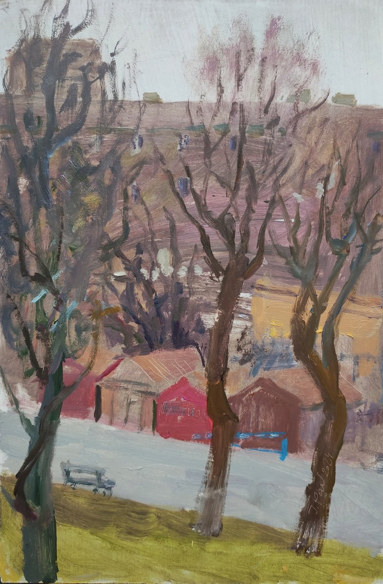 Impressionistic Landscape Oil Painting By Inna Pantelemonova, 8 X 12, The Sixteenth Day Of March, Original Artwork