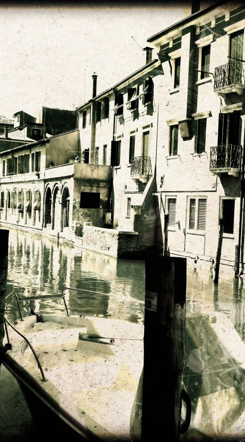 Venice sister town Chioggia in Italy - 60x80x4cm print on canvas 01077m1 READY to HANG by Kuebler