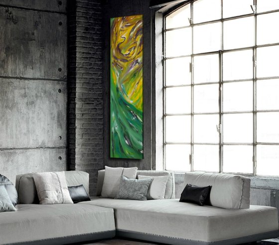 Perception - 120x30 cm, LARGE XL, Original abstract painting, oil on canvas