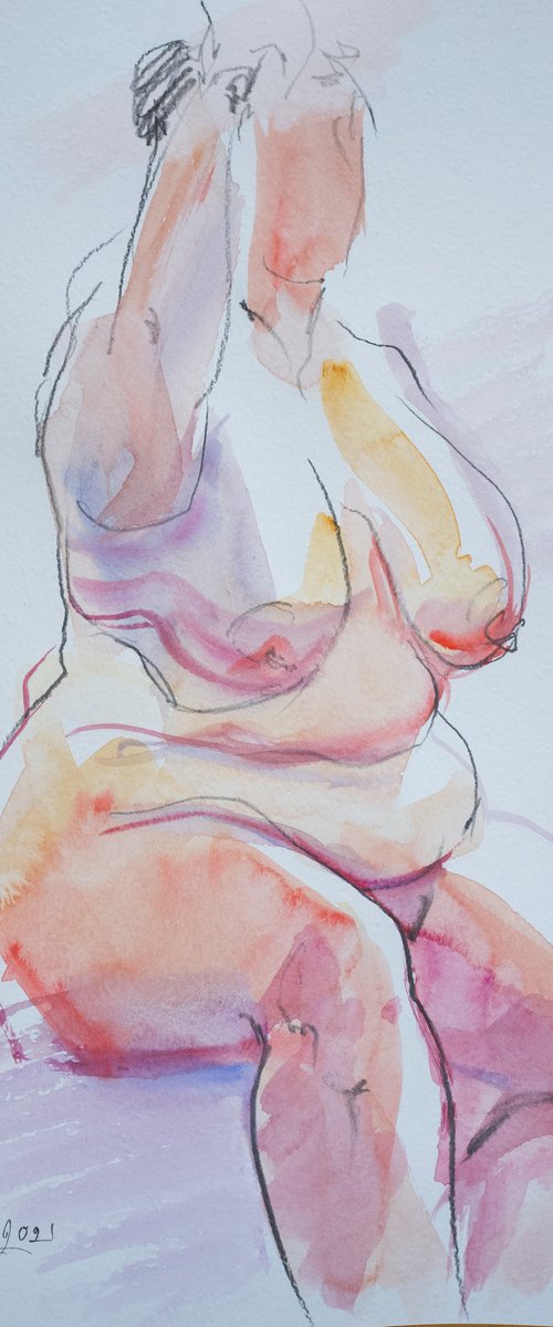 Seated nude fat woman #11 20211201 by Irina Bibik-Chkolian