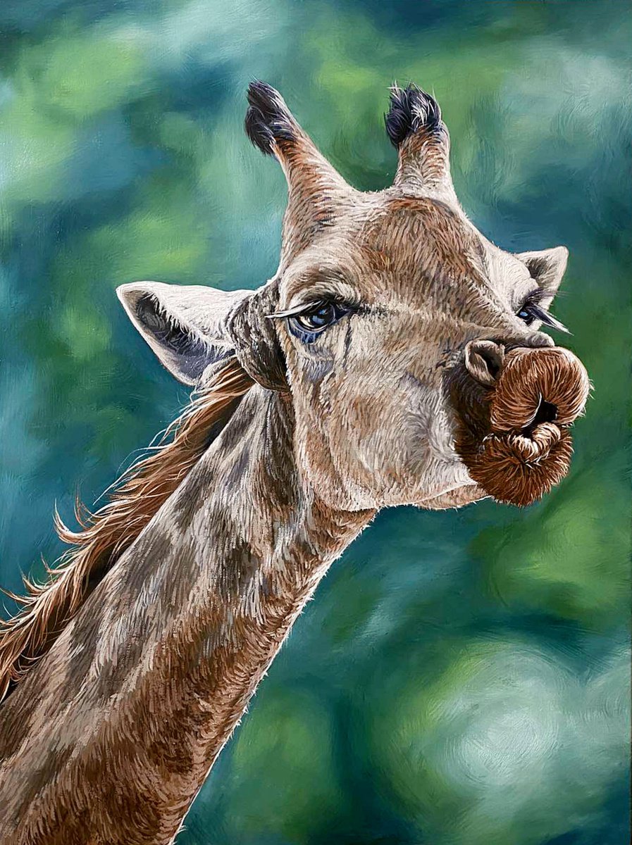 Give me a kiss. Giraffe by Elena Adele Dmitrenko