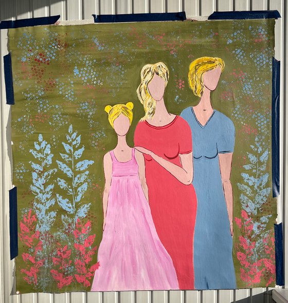 Grandmothe Mother Daughter original Painting