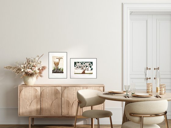 a set of Goat prints