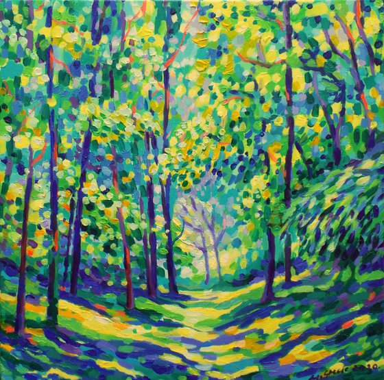 Forest in turquoise and yellow