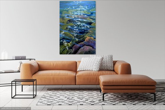 Music of the sea. Transparent water. Large