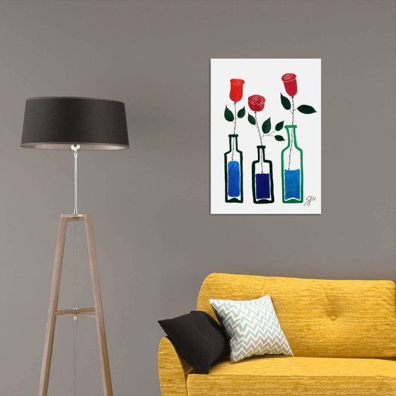 Still life with three roses