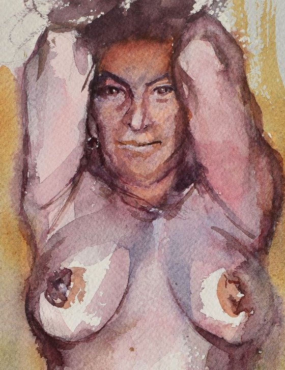 Nude with rised hands