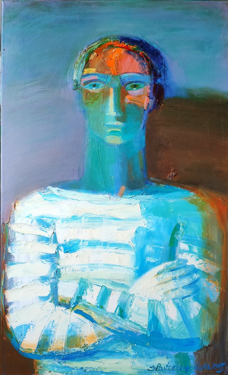 Impressionistic Portrait Oil Painting By Inna Pantelemonova, 22 X 35, Sight, Original Artwork