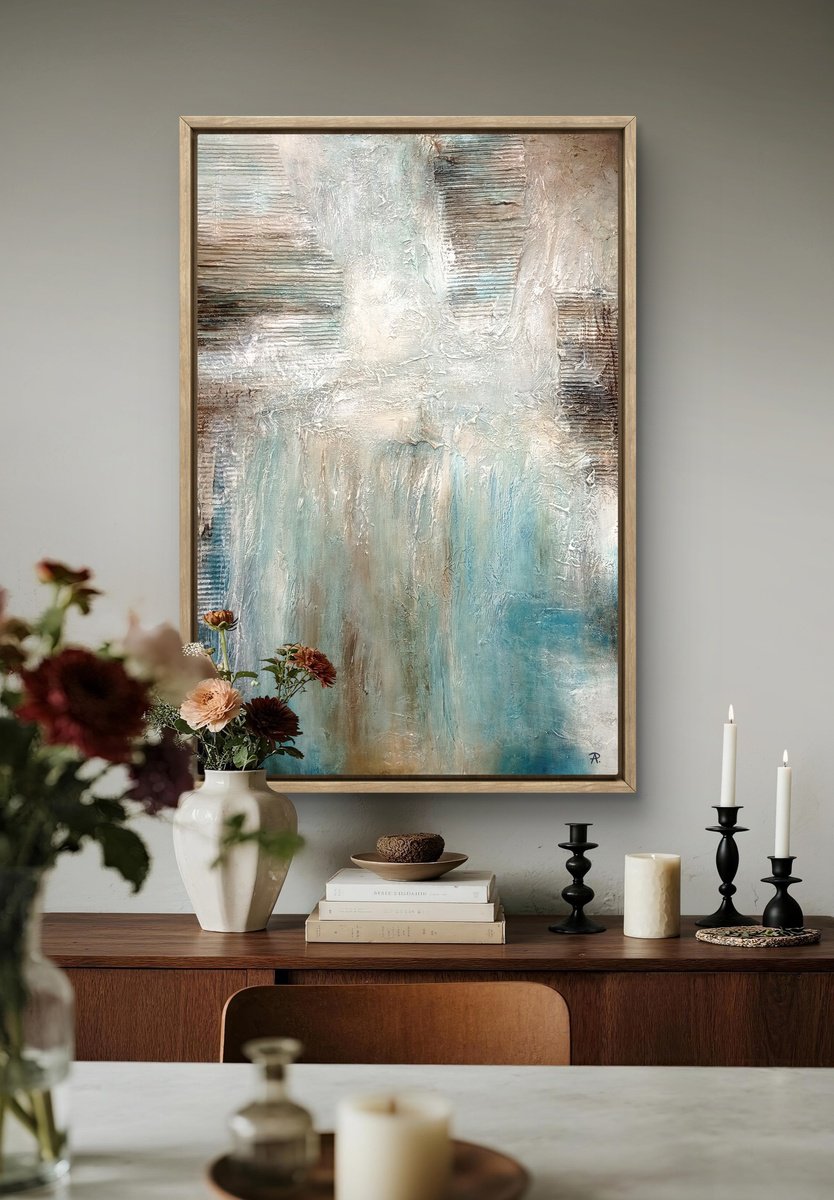 Abstract Acrylic Painting By Alexandra Petropoulou, 28 X 39, Misty Reflections, Original Artwork