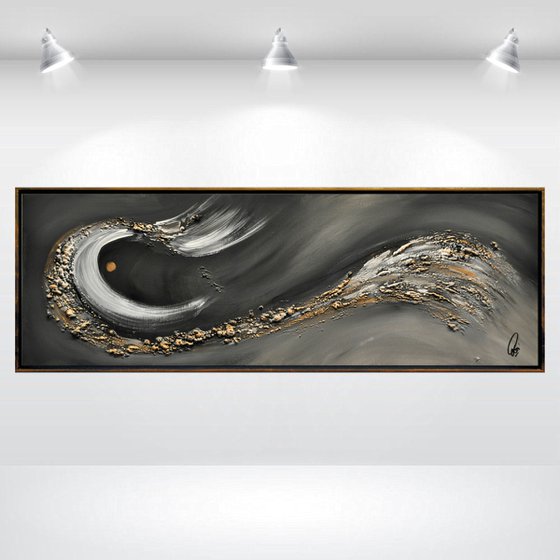 Black and Gold- Abstract- Painting- Acrylic Canvas Art - Wall Art - Framed Art -  Modern Art