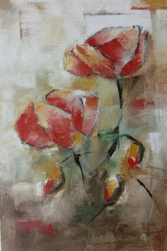 Red poppy flowers 3. Flowers art