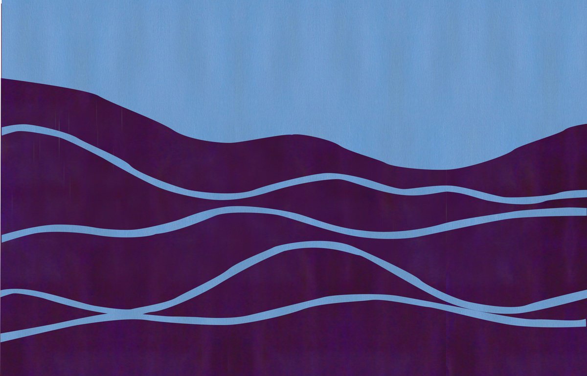 Abstract Landscape Acrylic Painting By Marina Krylova, 49 X 31", Modern Landscape #36, Original Artwork