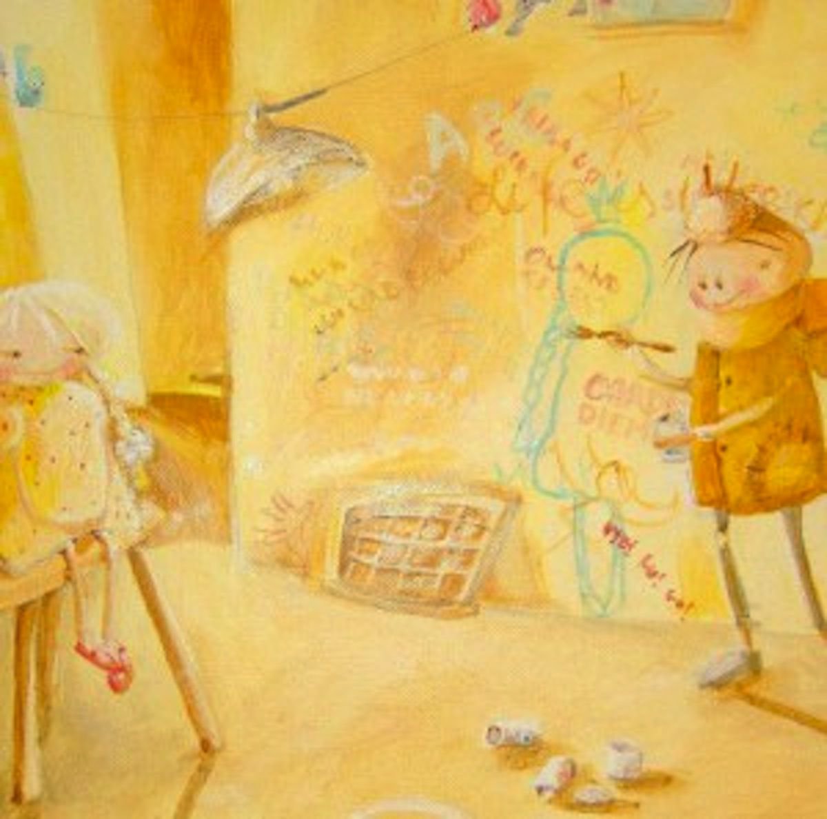 Portrait Painting By Alexandra Krasuska, 16 X 16, The Master And Princess, Original Artwork