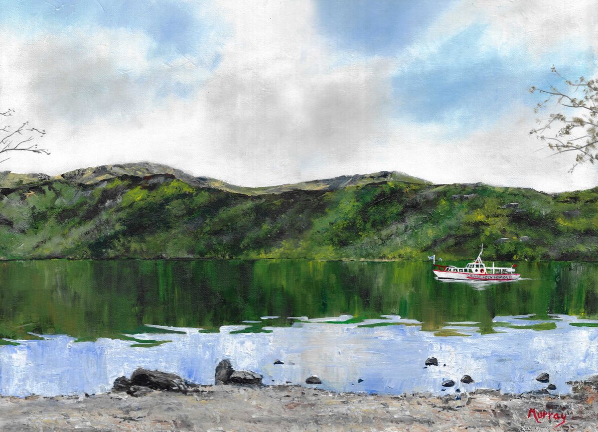 Landscape Acrylic Painting By Stephen Murray, 24 X 18", Loch Lomond Trossachs, Original Artwork