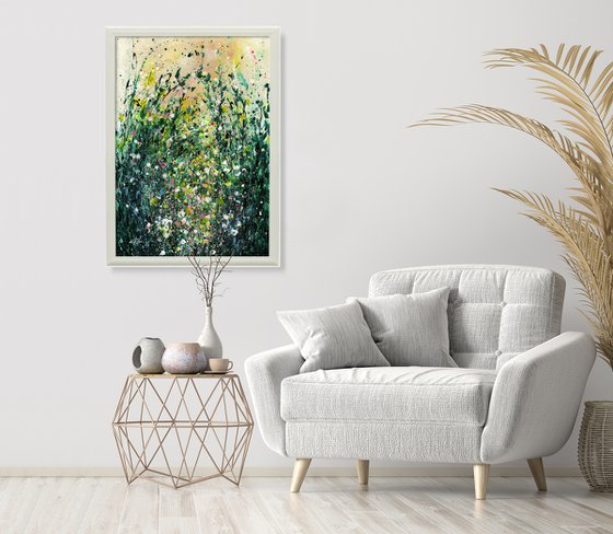 The Little Dreams - Framed Floral Painting by Kathy Morton Stanion